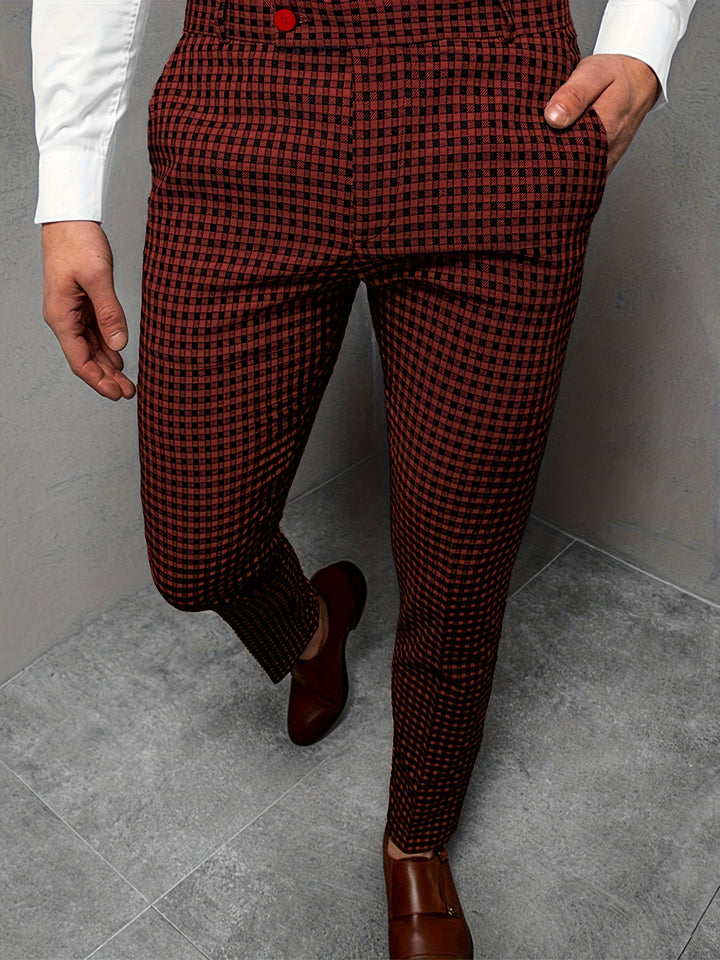 New Men's Plaid Casual Pants Business Social Suit Pants
