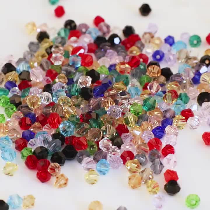 90pcs Austrian Crystal Element Bicone Beads  4mm Multicolor Faceted Glass Spacer Beads For Jewelry Making DIY Accessories Handmade Craft Beads Accessories