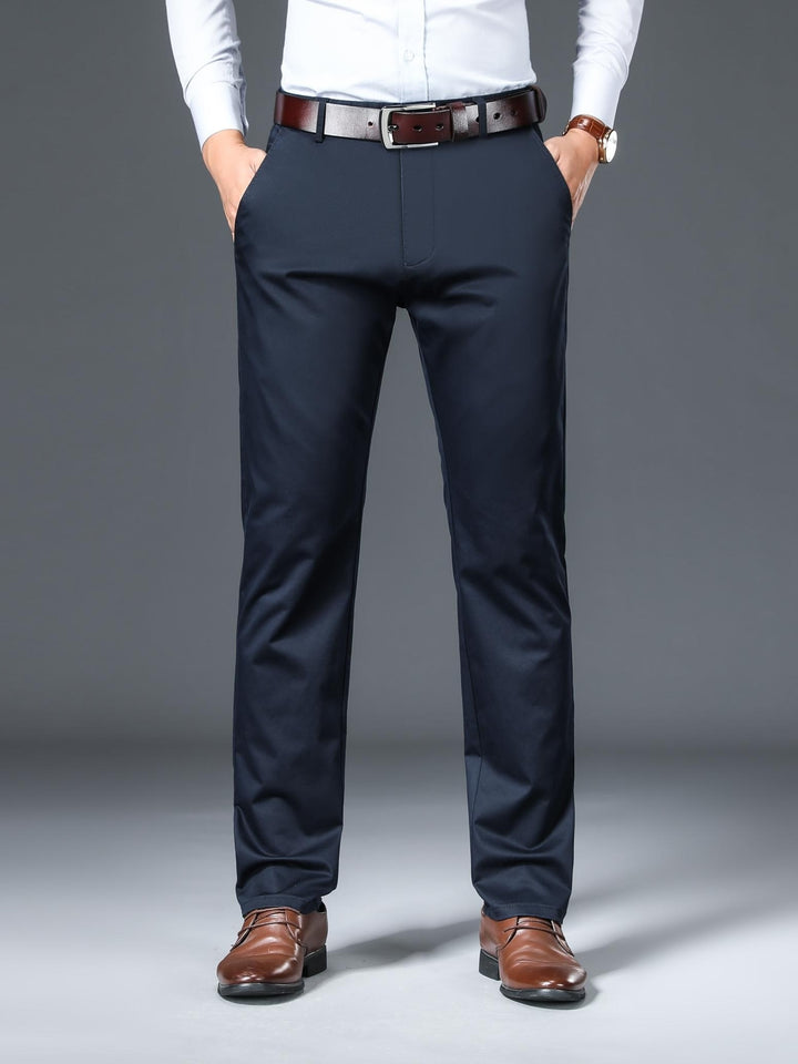 Classic Design Dress Pants, Men's Formal Solid Color Slightly Stretch Dress Pants For Spring Summer Business