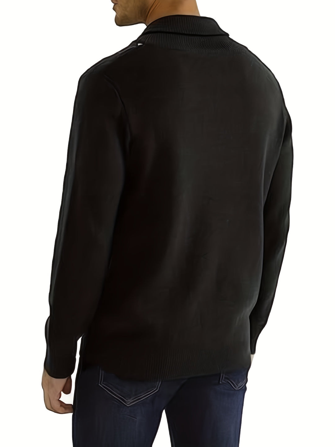 Retro All Match Knitted Argyle Sweater, Men's Casual Warm Middle Stretch Shawl Collar Pullover Sweater For Men Fall Winter