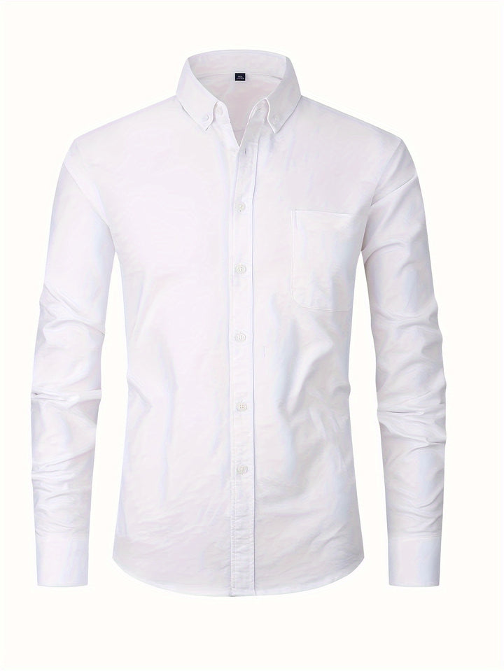 Men's Stylish Stripe Pattern Shirt, Casual Breathable Lapel Button Up Long Sleeve Shirt Top For City Walk Street Hanging Outdoor Activities