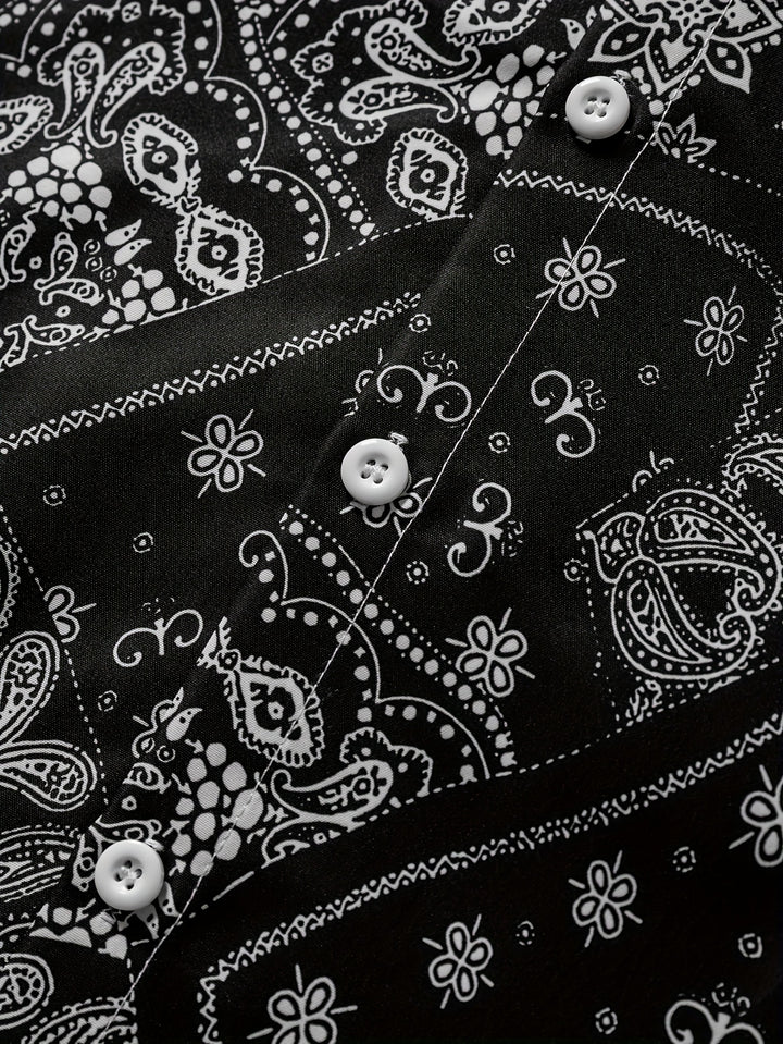 Retro Paisley Pattern Men's Shirt Top Turn-Down Collar Long Sleeve Closure Male Casual Shirt For Men Daily Vacation Streetwear