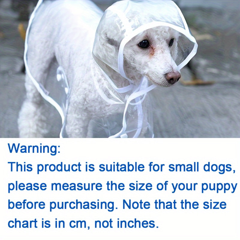 Clear Pet Dog Raincoat, Hooded Rain Jacket, Waterproof Clothes, Snap Button, Small Breed