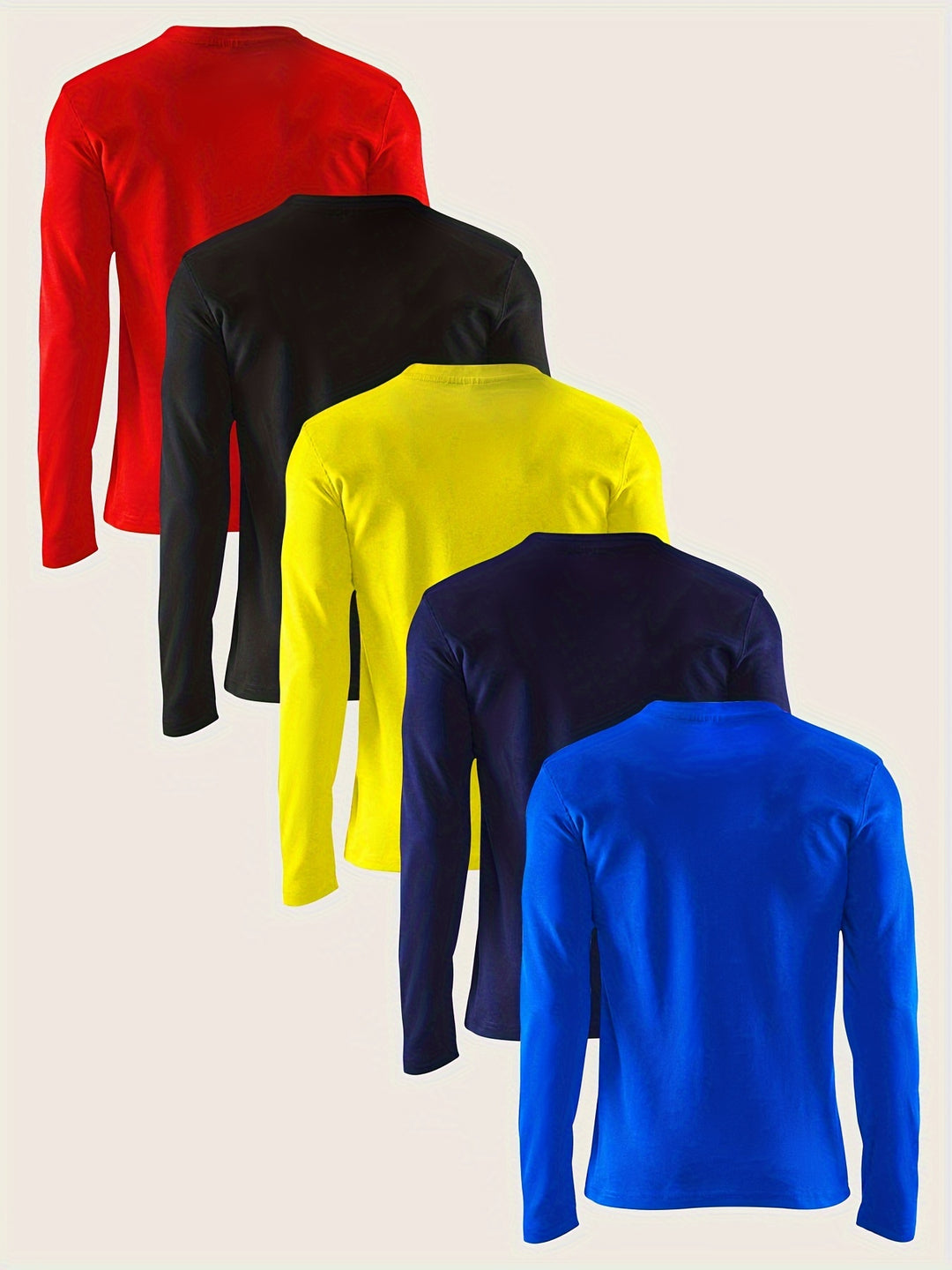 Men's 5Pcs Sports Casual Tees Breathable Quick Dry Long Sleeve Tees Running Riding Tops For Males, Men's Clothing, Plus Size