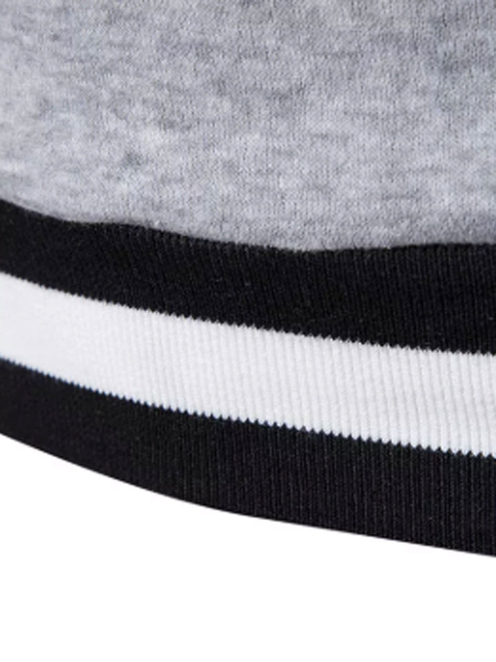 Men's Colorblock Autumn Winter Warm V-Neck Long Sleeve Sweatshirt