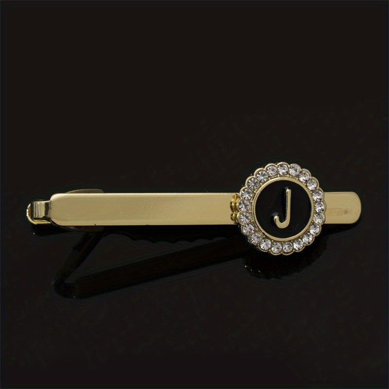 Men's Tie Clip Zirconia Initial Letter Lapel Clip Tie Clip Tie Accessories