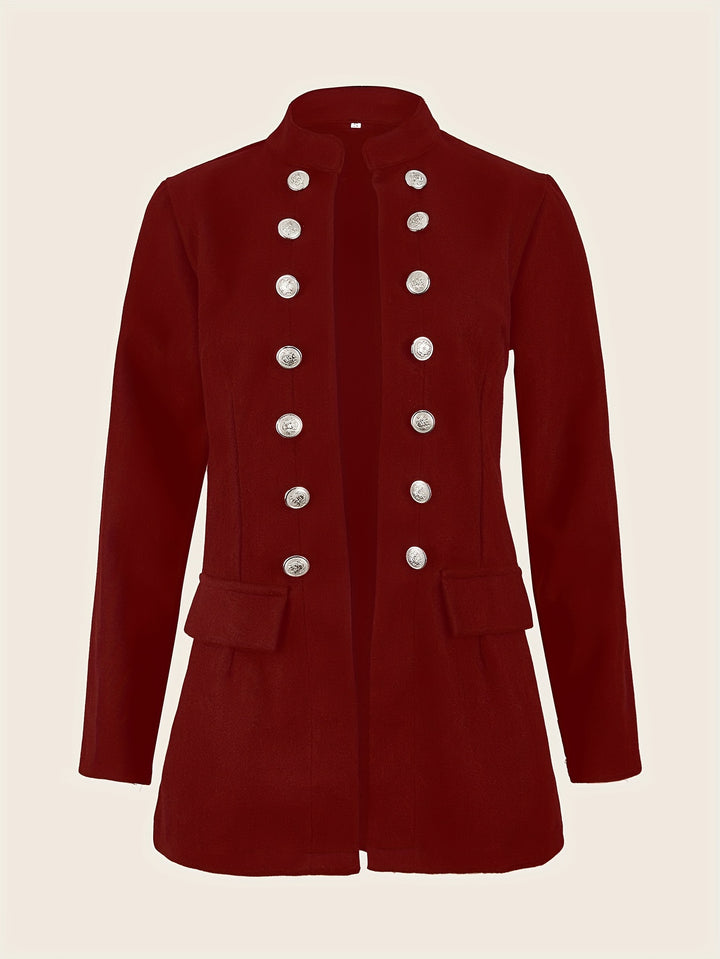 Open Front Solid Blazers, Elegant Long Sleeve Open Front Outwear, Women's Jacket & Coat