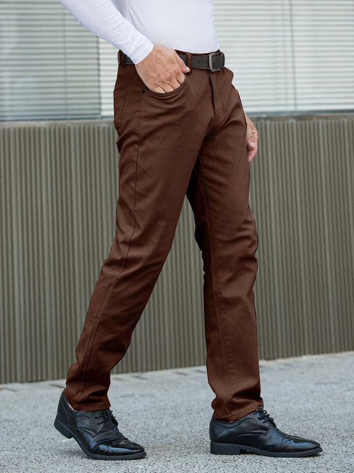 Men's Solid Color Business Casual Straight Pants