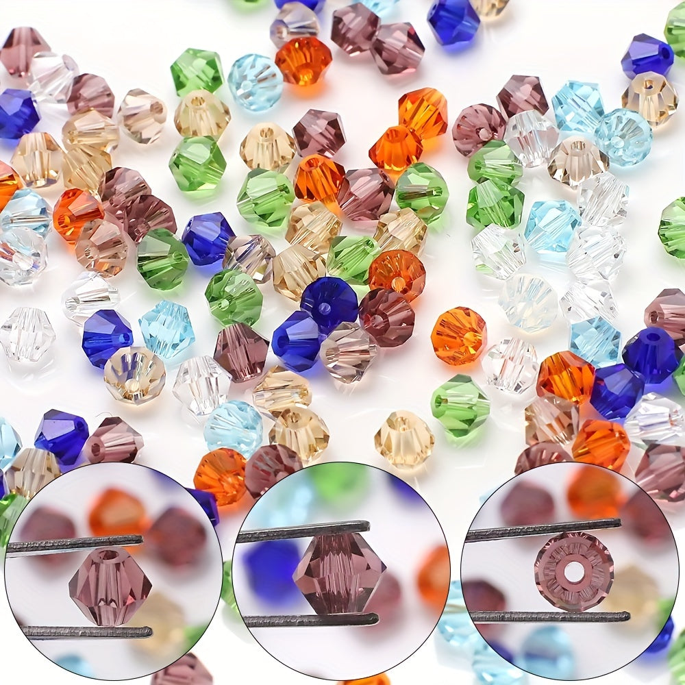 90pcs Austrian Crystal Element Bicone Beads  4mm Multicolor Faceted Glass Spacer Beads For Jewelry Making DIY Accessories Handmade Craft Beads Accessories