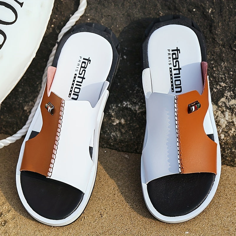 Women's Colorblock Slides, Cut Out Open Toe Anti-slip Comfy Flat Slides, Women's Indoor & Outdoor Shoes