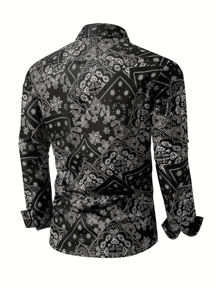 Retro Paisley Pattern Men's Shirt Top Turn-Down Collar Long Sleeve Closure Male Casual Shirt For Men Daily Vacation Streetwear