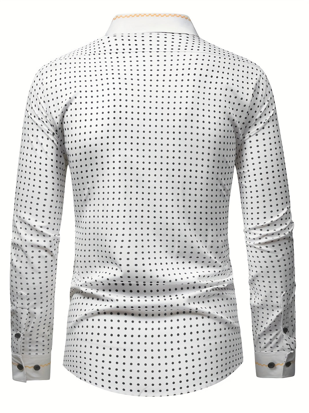 Simple Polka Dots Print Men's Casual Charming Long Sleeve Lapel Shirt For Spring Fall, Gift For Men