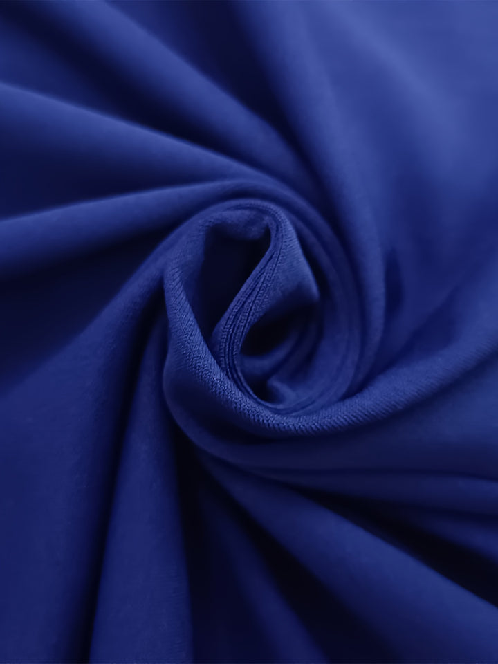 Plus Size Elegant Dress, Women's Plus Swiss Contrast Mesh Ruffle Trim Long Sleeve Lapel Collar Bodycon Midi Dress