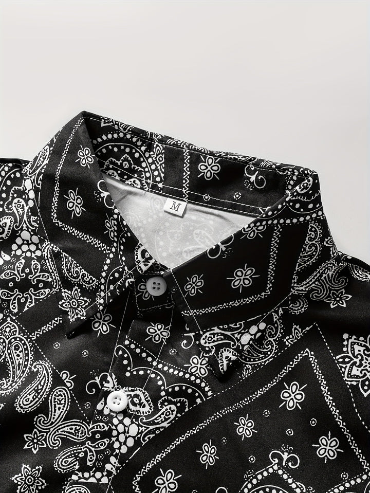 Retro Paisley Pattern Men's Shirt Top Turn-Down Collar Long Sleeve Closure Male Casual Shirt For Men Daily Vacation Streetwear