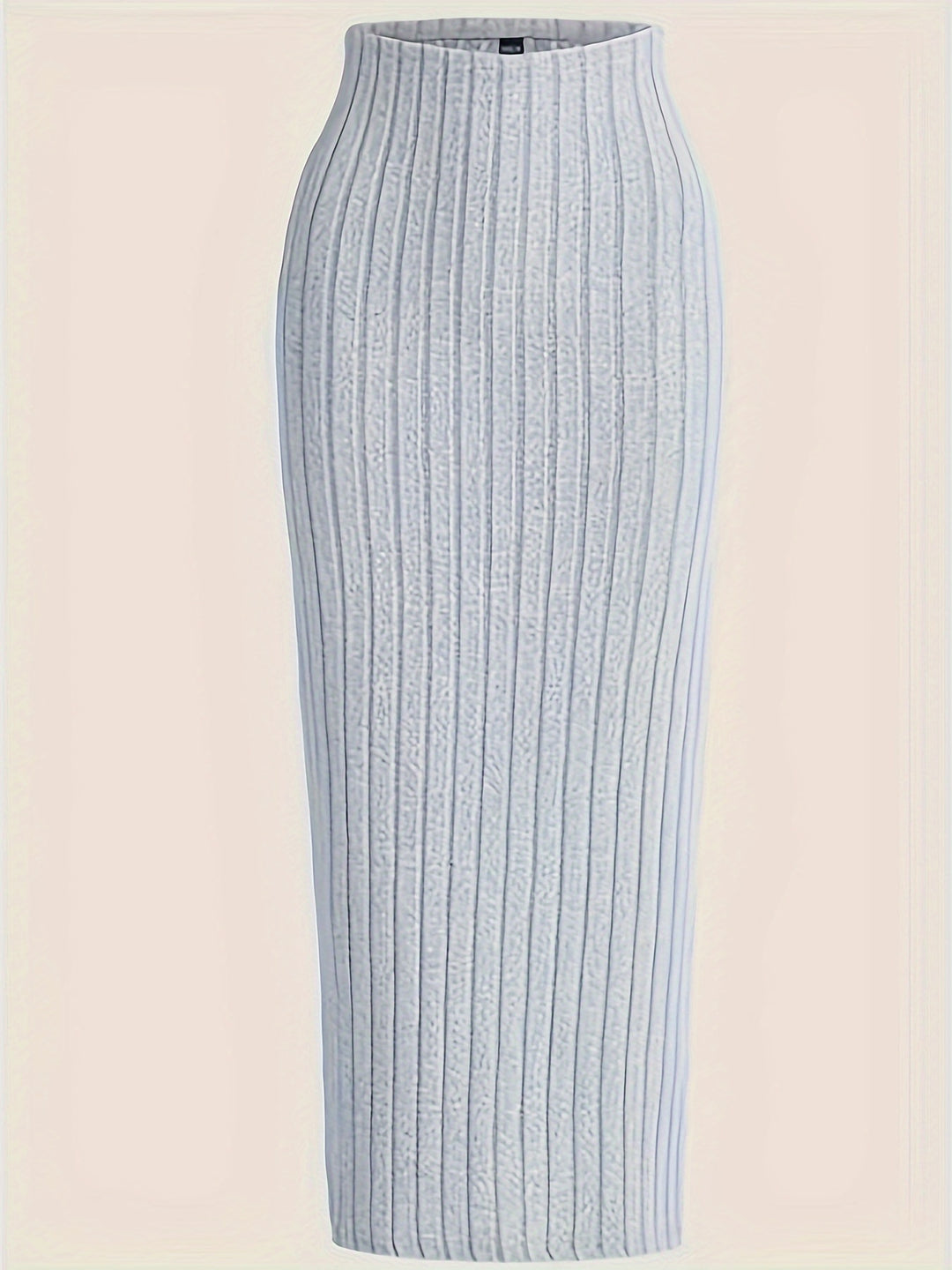 Plus Size Casual Skirt, Women's Plus Solid Ribbed Elastic High Rise High Stretch Maxi Midi Skirt