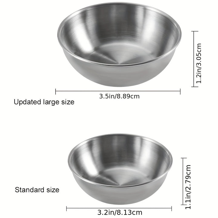 8pcs 3.2inch Stainless Steel Sauce Dishes Mini Individual Saucers Bowl Round Seasoning Dishes Sushi Dipping Bowl Appetizer Plates, Slivery