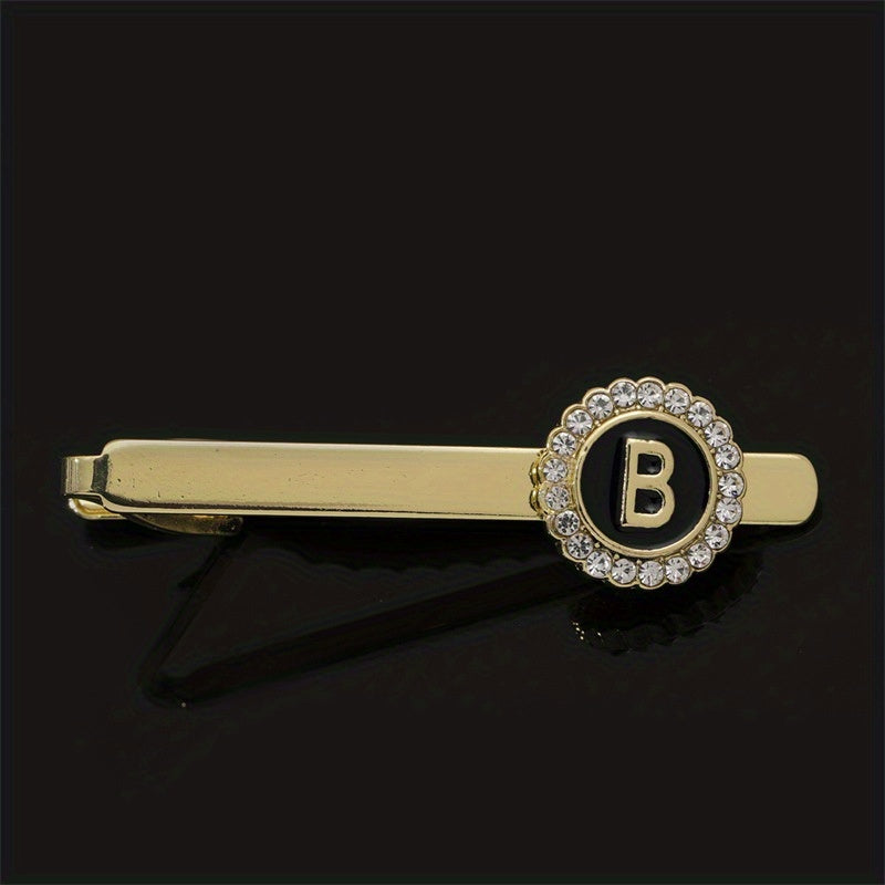 Men's Tie Clip Zirconia Initial Letter Lapel Clip Tie Clip Tie Accessories