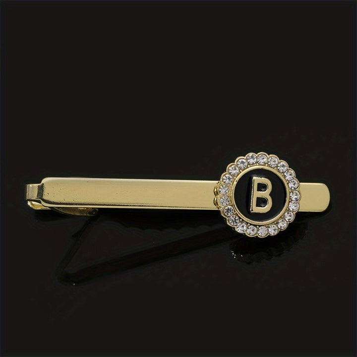 Men's Tie Clip Zirconia Initial Letter Lapel Clip Tie Clip Tie Accessories