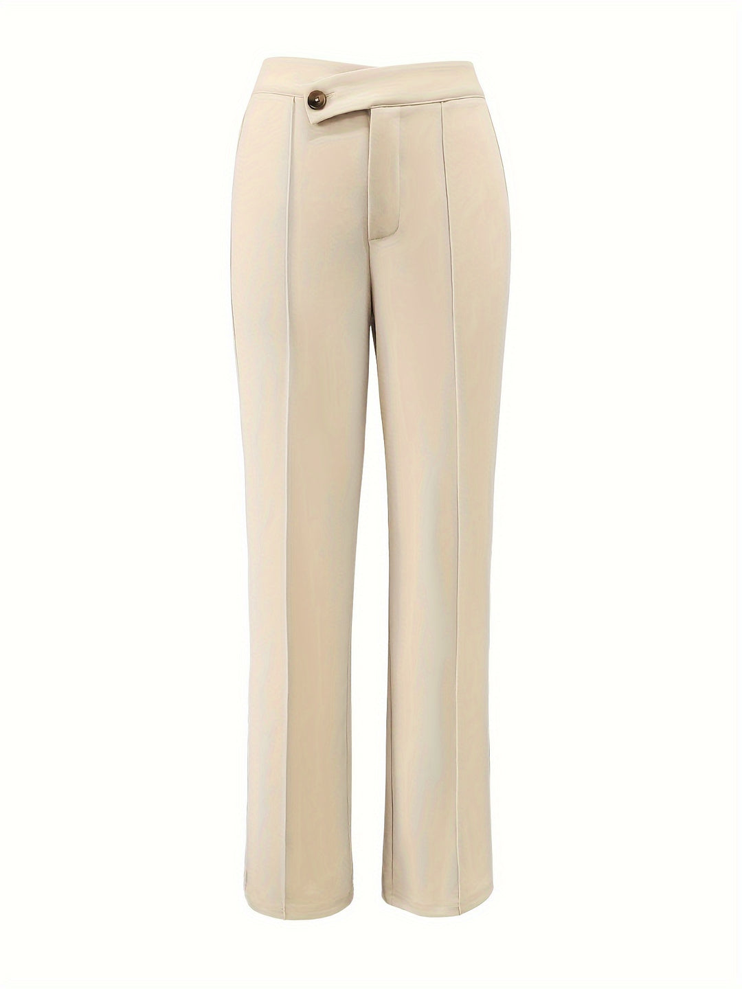Solid Button Front Pintuck Pants, Casual High Waist Pants, Women's Clothing