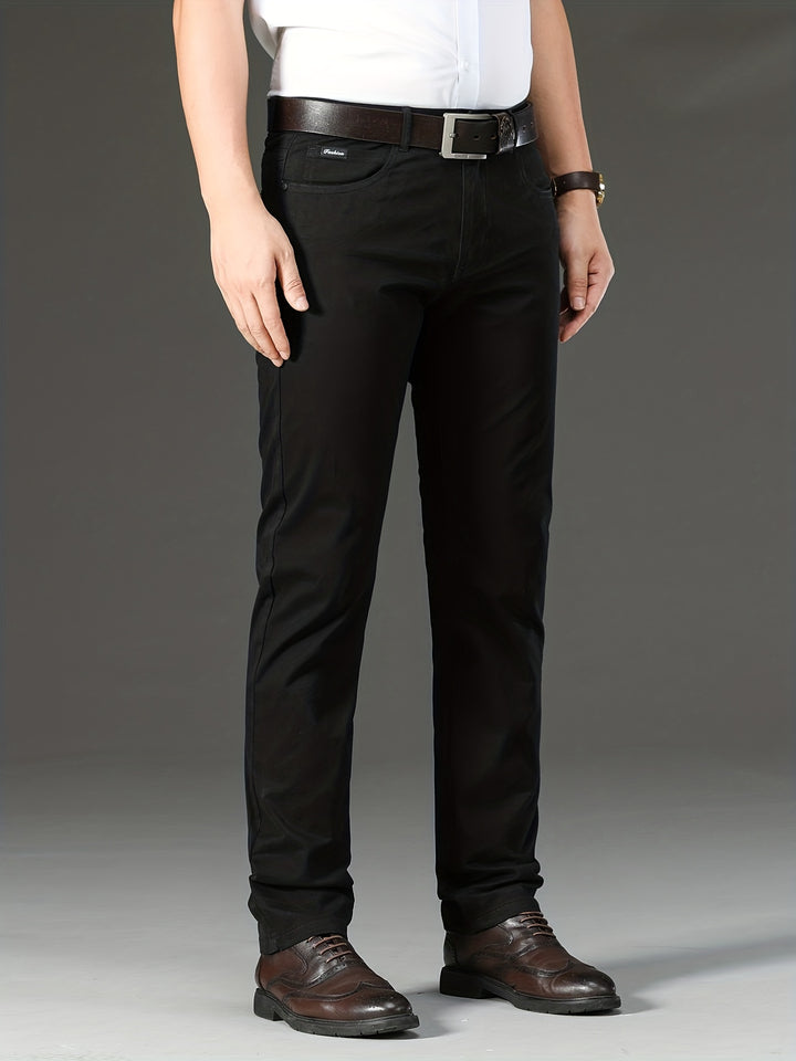Men's Solid Color Business Casual Straight Pants