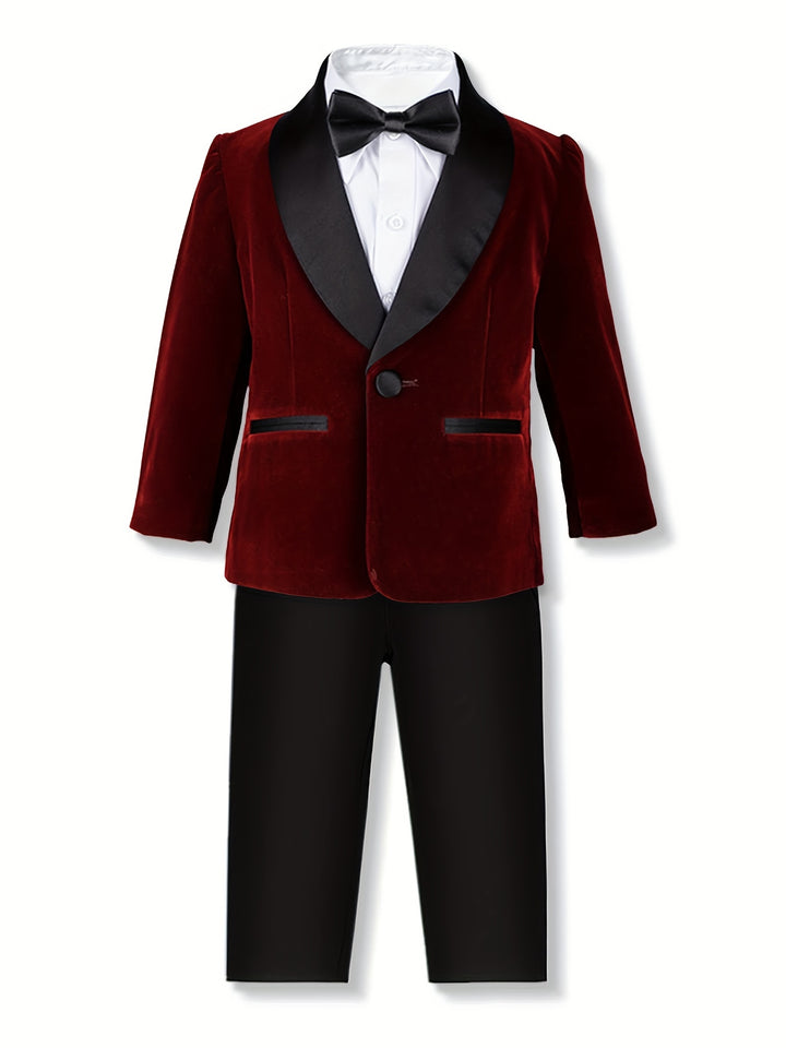 1pcs Boys Formal Gentleman Jacket, Long Sleeve Blazer, Kids Clothing For Competition Piano Performance Wedding Banquet Dress