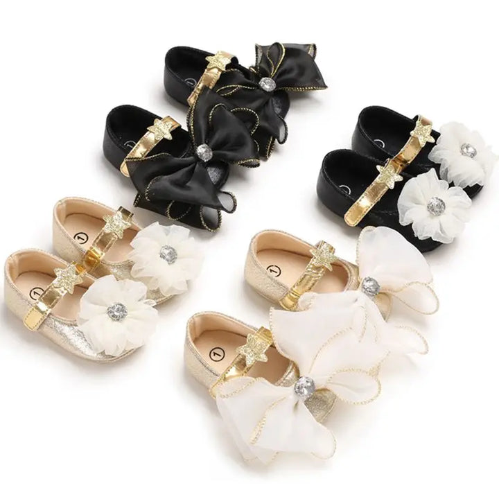 Newborn Girls Shoes Flowers Bow Baby Girl Dance Party Shoes Spring Autumn Toddler Footwear First Walkers