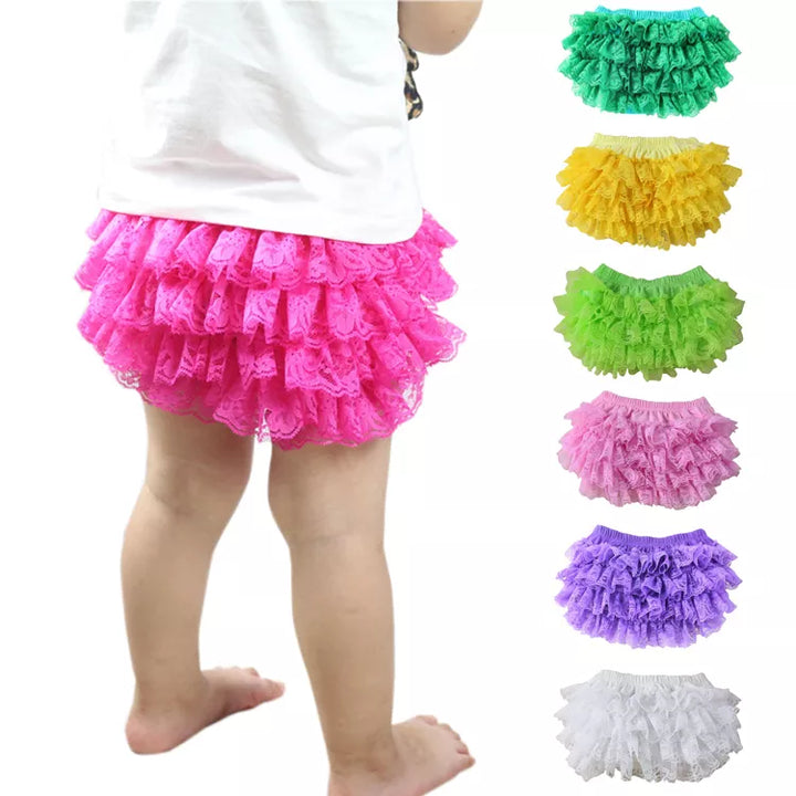 Wennikids 12colors Lace Baby Bloomer Infant Baby Bloomer Diaper Cover Kids Girls Ruffled Bloomers Nappy Cover 0-24m