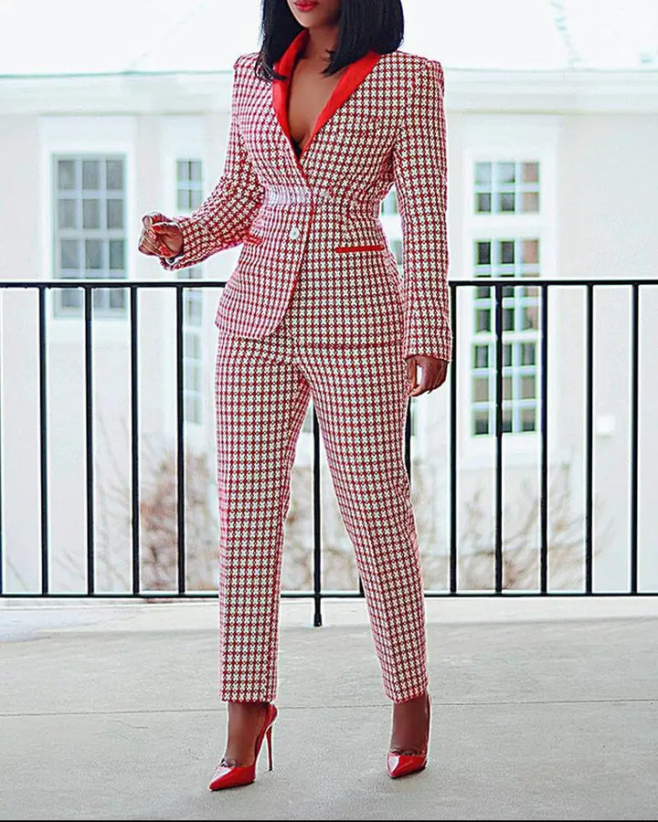 2023 Autumn Winter Women's Houndstooth Suit - Classic Business Set