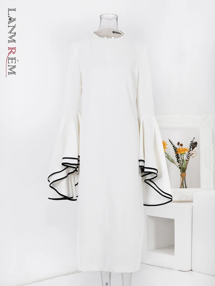 LANMREM Elegant White Flare Dress - 2024 Spring Collection