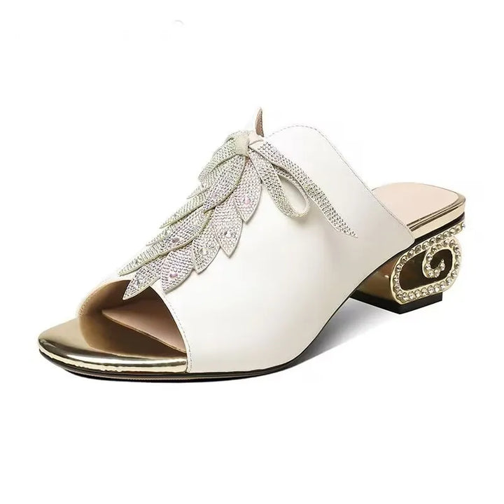 Retro Snakeskin Slides with Rhinestone Detailing and Non-Slip Sole - Perfect for Summer!