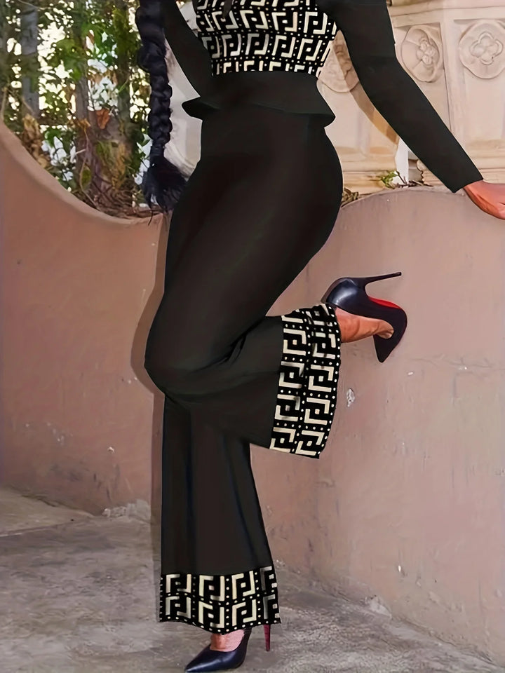 Stylish Plus Size High Waisted Straight Leg Pants - Solid Color & Leg Stitching