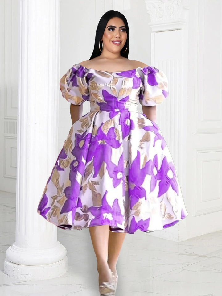 Vintage Off Shoulder A-Line Dress | Elegant Puff Sleeve | Plus Size 4XL | Ball Gown