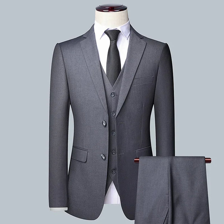 2023 Men's Business Formal Suit - High Quality Solid Color Suit Set for Groom and Best Man