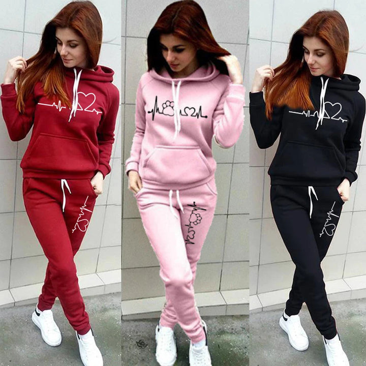 Spring Casual Hoodie and Pants Set for Women - Slim Fit Tracksuit with Oversized Sweatshirt and Elastic Waist Pants