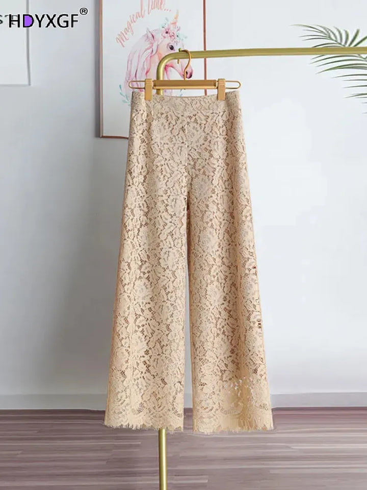 Elegant High-Waisted Wide Leg Pants - Korean Streetwear Fashion