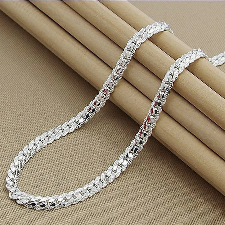 Stylish 925 Silver Chain Necklace for Weddings and Gifts - 6mm, 8/18/20/22/24 Inch, Unisex
