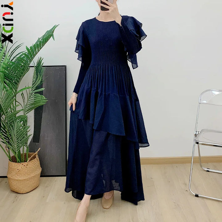 2024 Spring Fashion Dress: YUDX Miyake Embroidered Ruffles with High-Quality Pleats