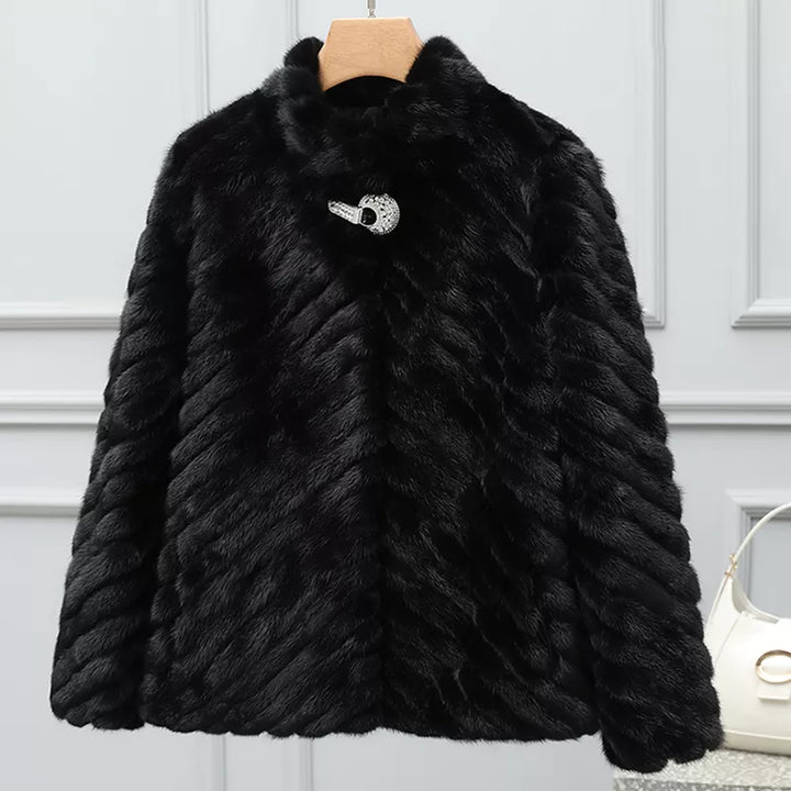 2022 Real Mink Fur Jacket Women Stand Collar Short Clothes Women Winter 100% Natural Mink Fur Long Sleeves Outerwear 6XL 7XL