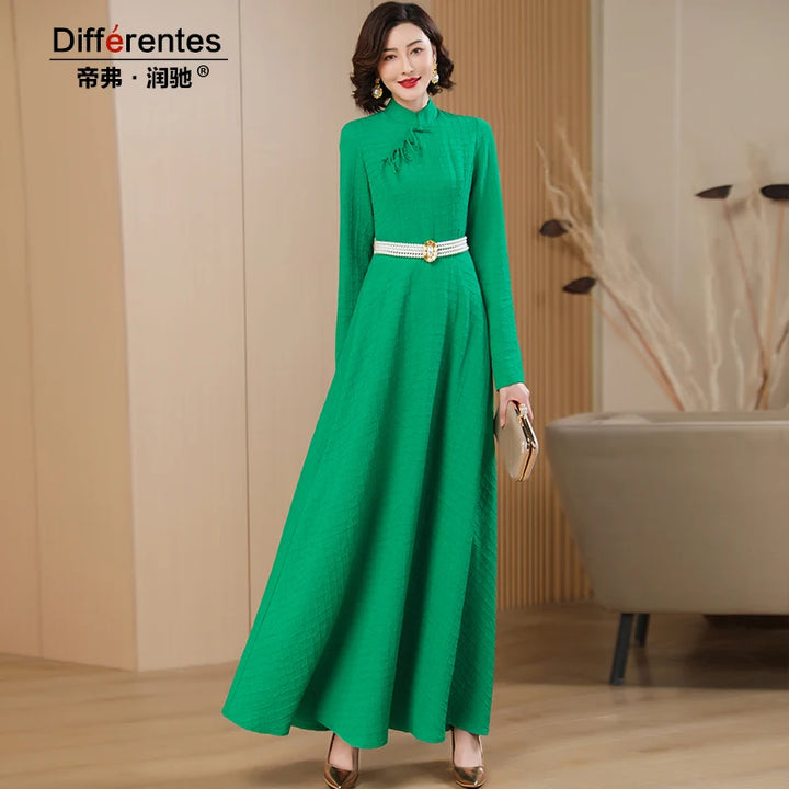 Vintage Chinese Style Dress: Slim Fit Tassel Long Sleeve for Women's Events & Parties