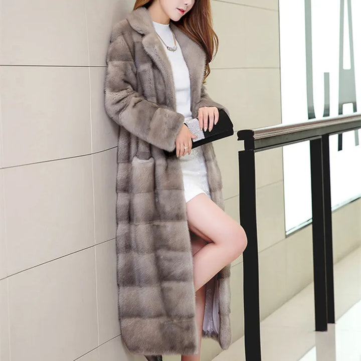 2023 New Fashion Coat Real Mink Whole Fur Women Coat Jacket Long mink fur coat Winter Thick Warm Female Mink Fur Jacket