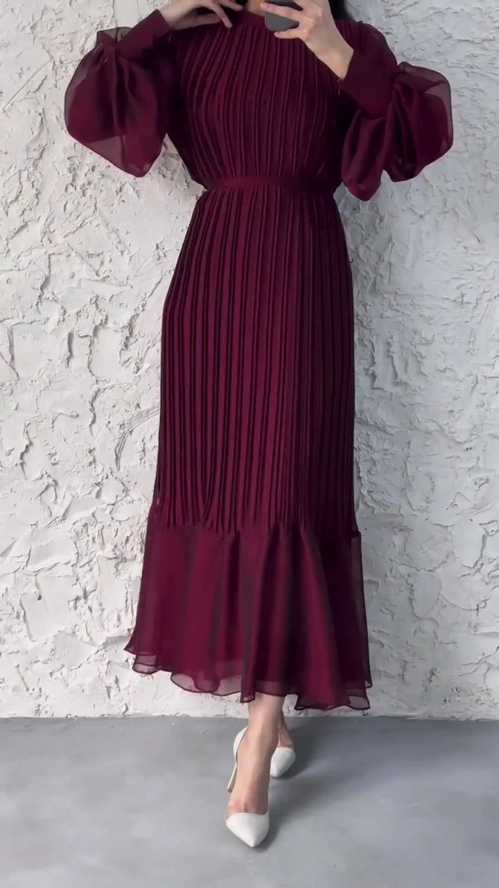 Elegant Modest Pleats Dress for Women - 2024 Spring Collection