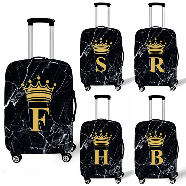 Marble Crown Letter Luggage Cover - Travel Suitcase Protector