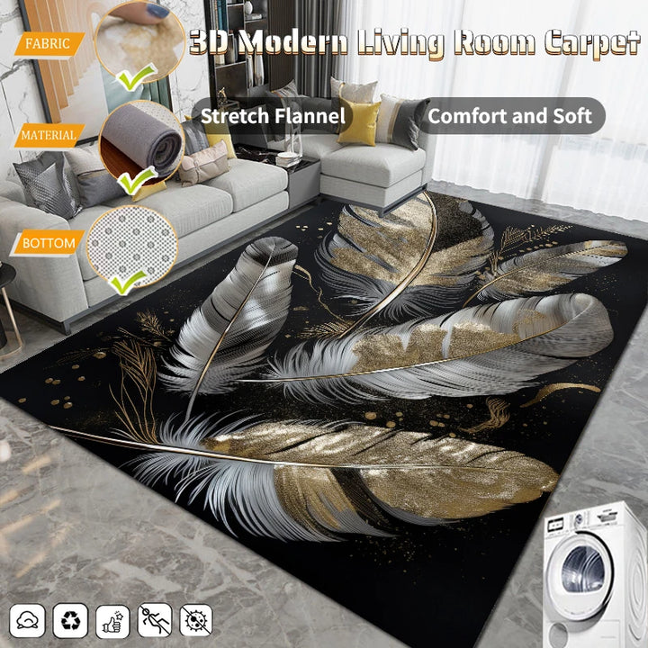 3D Modern Living Room Carpet Luxury Decoration Big Size Area Rugs for Bedroom Bedside Rug Home Decor Non Slip Floor Mat Washable