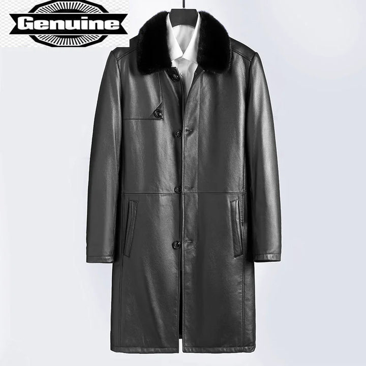 Goat Genuine Winter Skin 100% Leather Jacket Men 2023 Real Mink Fur Collar Parka Men's Fur Coat Jaqueta Masculina Gxy270